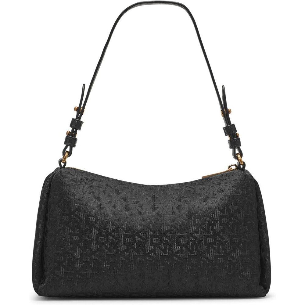 Remy Women's Casual Shoulder Bag Jet Black Polyester Zip Closure - Picture 2 of 6